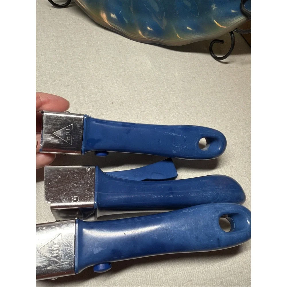 Set of 3 Arcoflam Princess House Nouveau Cookware Detachable Blue  Handles Only